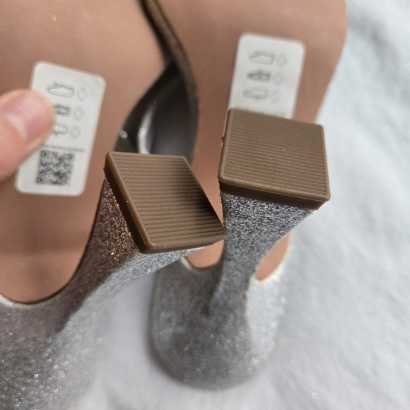 ASOS Design Nasia Silver Glitter Heels - chunky 90s y2k - Picture 7 of 10